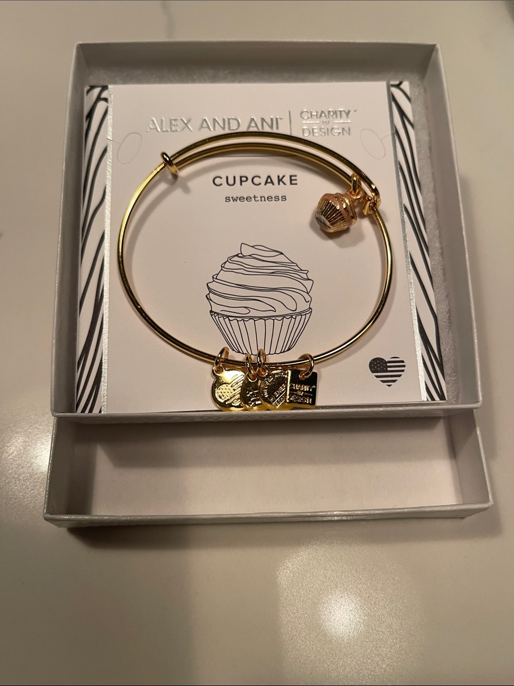 Alex and Ani Gold Cupcake Charm Bangle